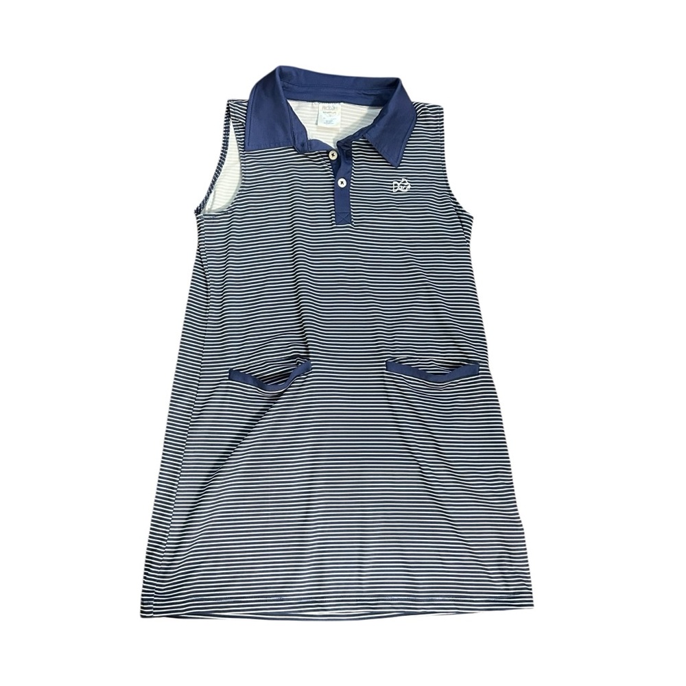 Girls Navy Striped Polo Dress